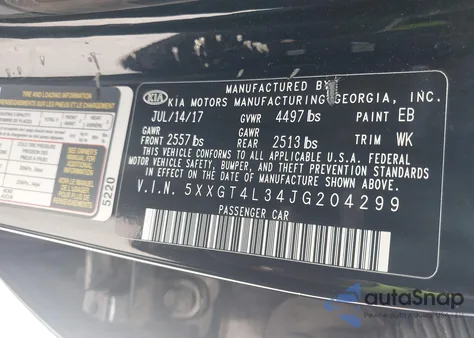 2018 Kia Optima S z USA, uszkodzony, nr VIN 5XXGT4L34JG204299